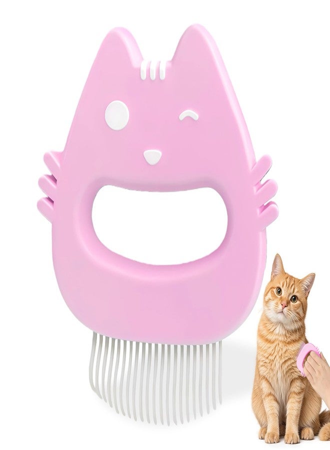  الرسم البياني مشط براغيث للقطط على شكل قطة لطيفة، مشط وجه للحيوانات الأليفة للقطط والكلاب الصغيرة، مزيل بقع الدموع والأوساخ والشوائب (وردي) - Image 1